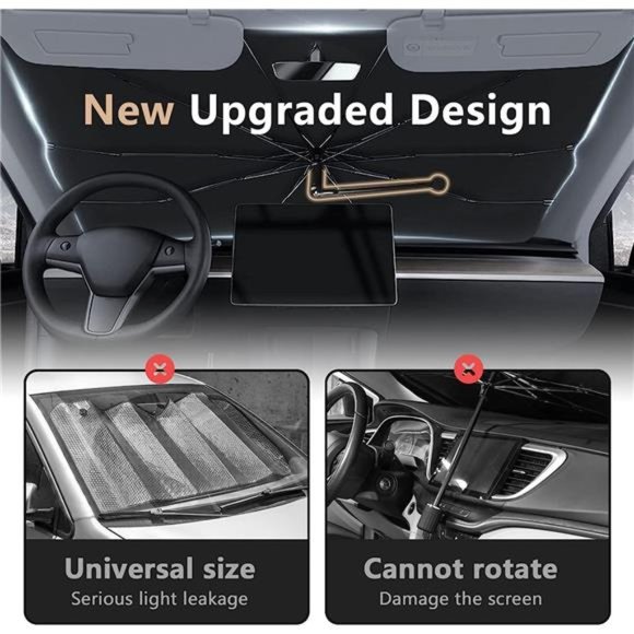 Car Windshield Sun Shade - Foldable Umbrella Reflective Sunshade for Car Front - Picture 7 of 7